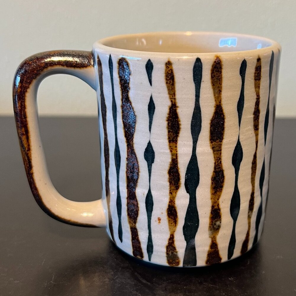 Vintage Otagiri Japan Studio Pottery Glazed Brown Navy Blue Stoneware Mug Cup - Picture 2 of 14